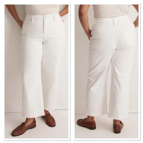 New Madewell The Perfect Vintage Wide Leg Crop Jeans Cream Pant‎ Plus Size 20W - Picture 11 of 11